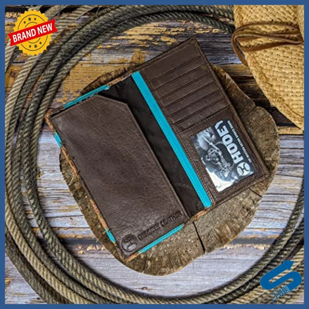 Genuine Leather Slim Western Wallet with Multiple Card Slots